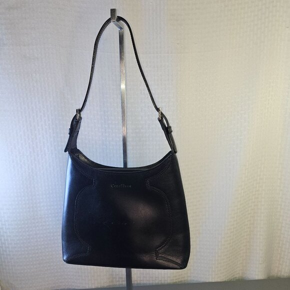 Cole Haan Black Leather Shoulder Bag With Adjustable Strap - Picture 1 of 9
